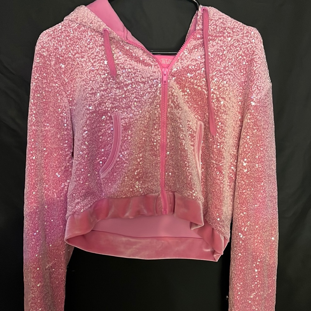 Sugar Thrillz Pink Sequin Crop Jacket